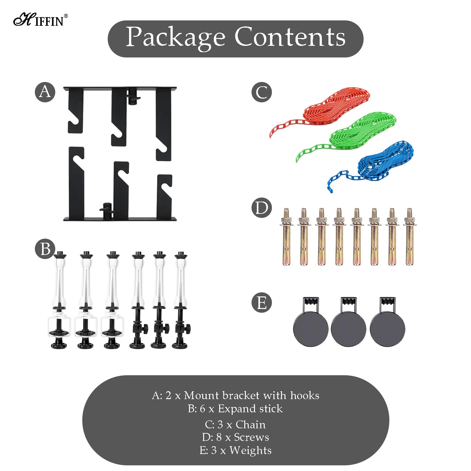 HIFFIN Photography 3 Roller Backdrop Stand & Wall Mount, Manual Background Roller Support System with 2 Tri-fold Hooks, 6 Expand Bars, and 3 Chains for Conveniently Holding 3 Backdrops HIFFIN Photography 3 Roller Backdrop Stand & Wall Mount, Manual Background Roller Support System with 2 Tri-fold Hooks, 6 Expand Bars, and 3 Chains for Conveniently Holding 3 Backdrops